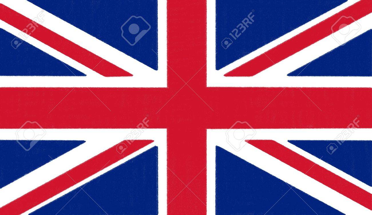 england flag drawing by pastel on charcoal paper stock photo