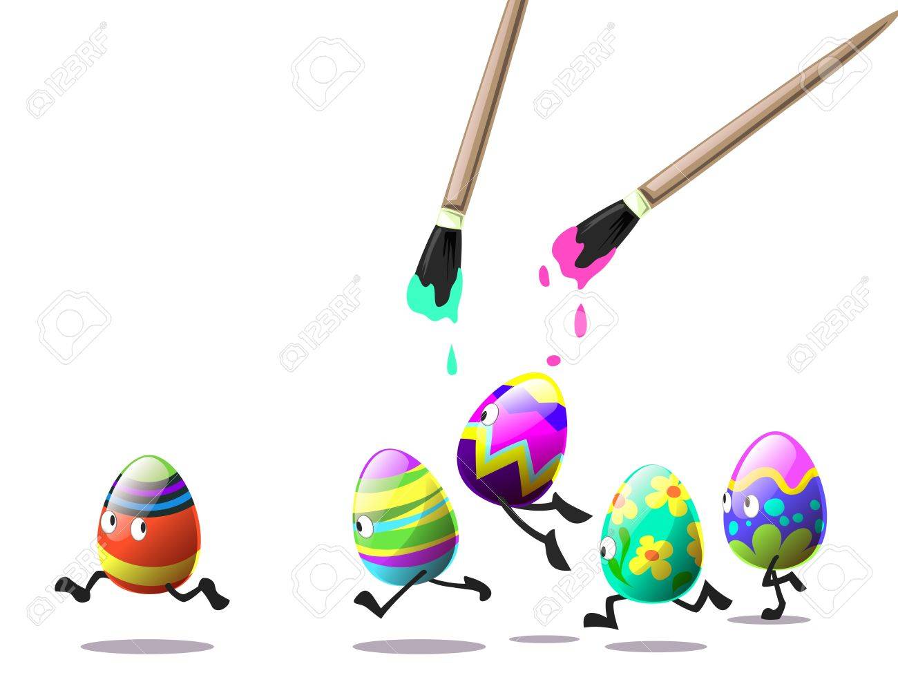 easter eggs run away from painter easter eggs run away from painter