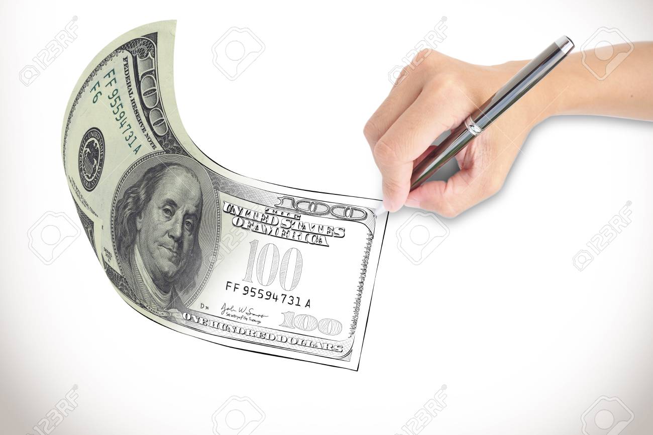 Dollar Bill Come Out From Drawing Made By Hand Stock P O 20879416 Dollar Bill Come Out From Drawing Made By Hand Stock P O 20879416