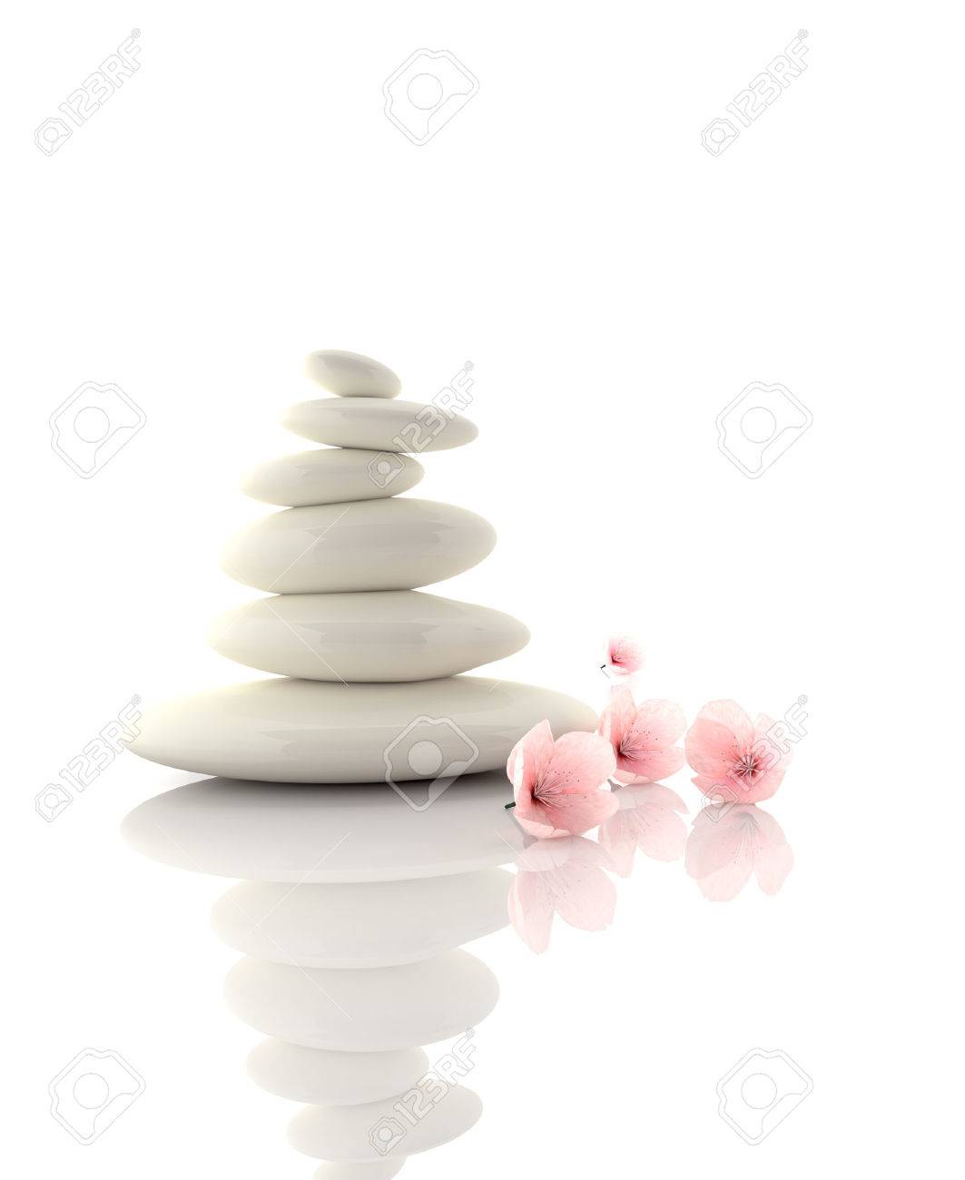 Zen Concept With Cherry Blossom And Black Stones Stock Photo Picture And Royalty Free Image Image