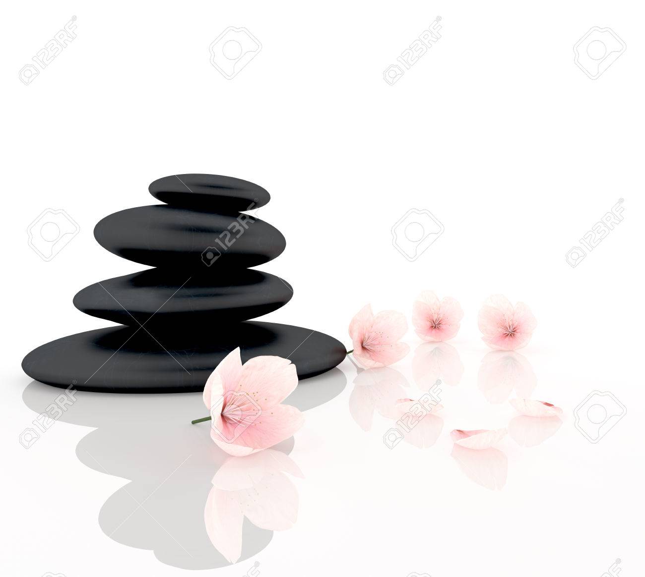 Zen Concept With Cherry Blossom And Black Stones Stock Photo Picture And Royalty Free Image Image