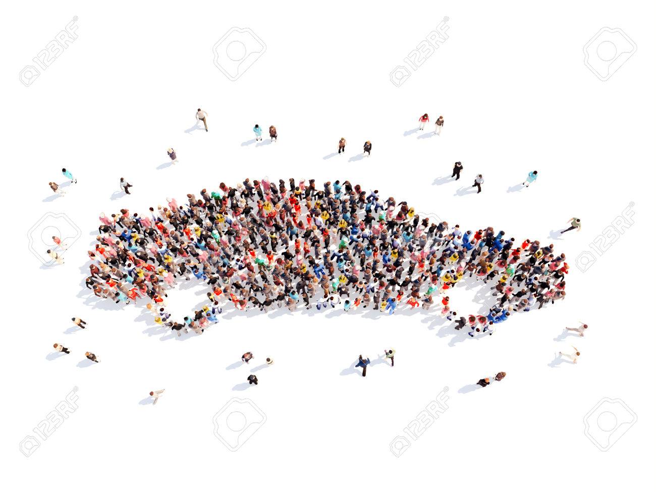 Large group of people in the form of a car. Isolated, white background. - 39052304 Large group of people in the form of a car. Isolated, white background. - 39052304