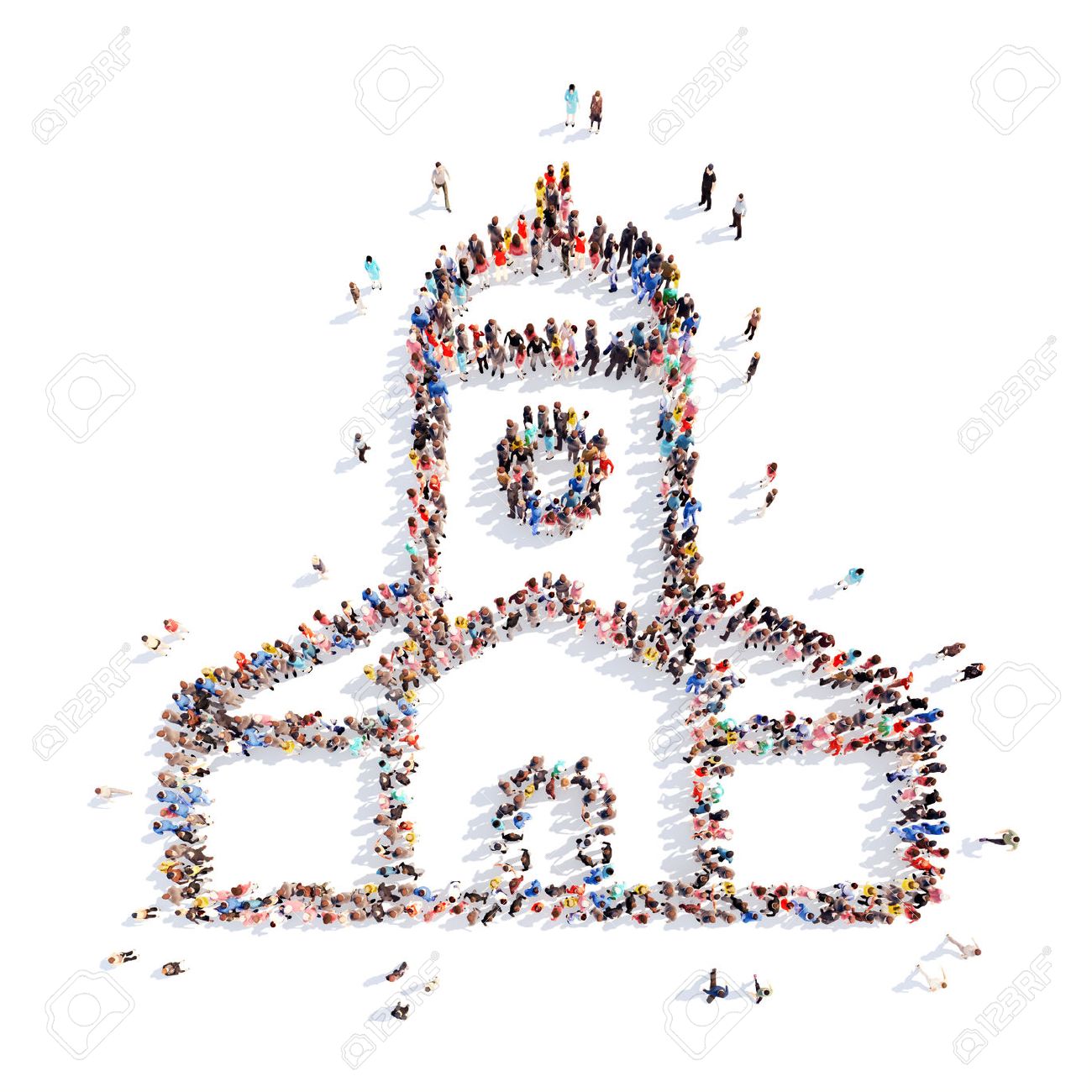 Large group of people in the form of the church. Isolated, white background. - 39260902 Large group of people in the form of the church. Isolated, white background. - 39260902