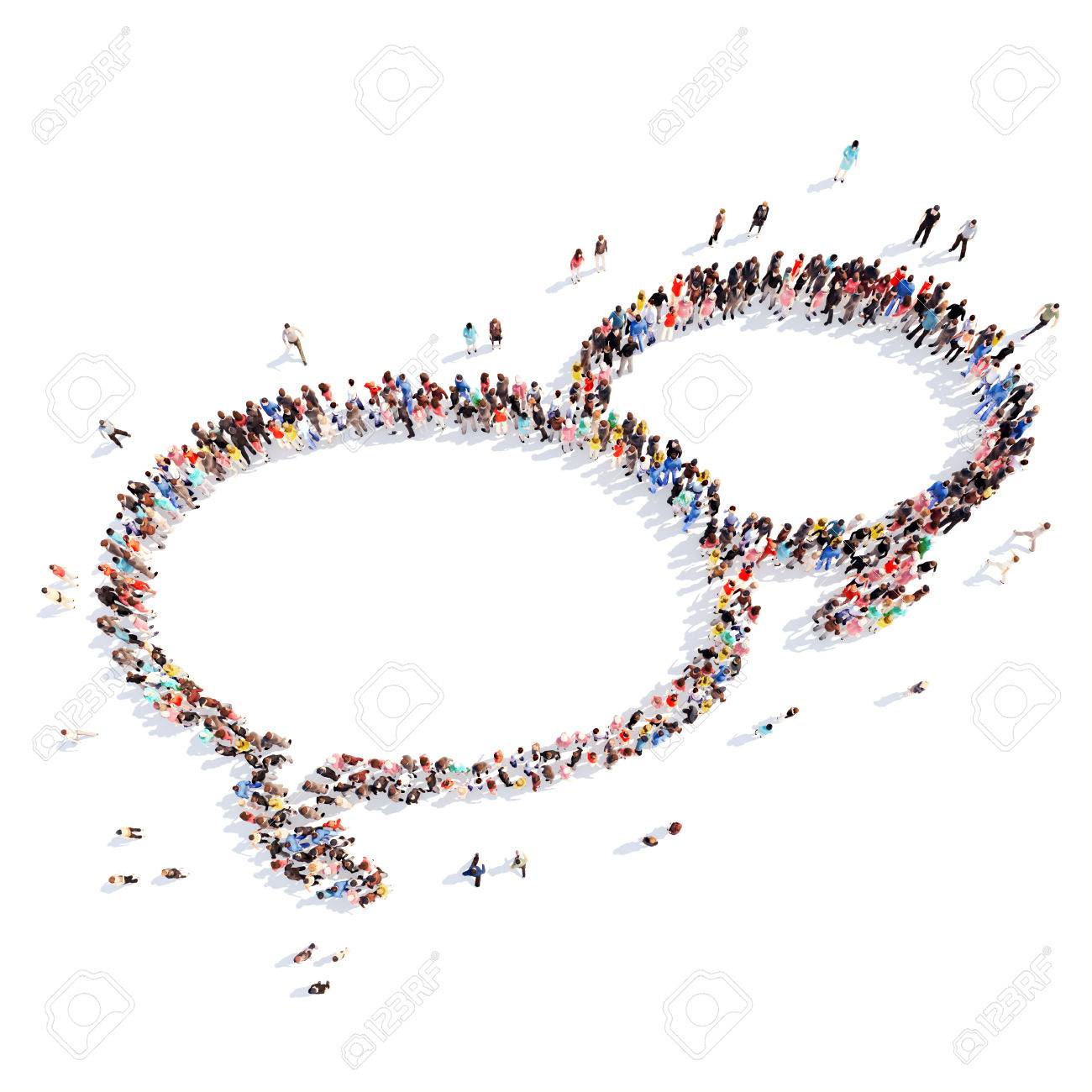 Large group of people in the shape of a chat bubble. White background - 39717165 Large group of people in the shape of a chat bubble. White background - 39717165