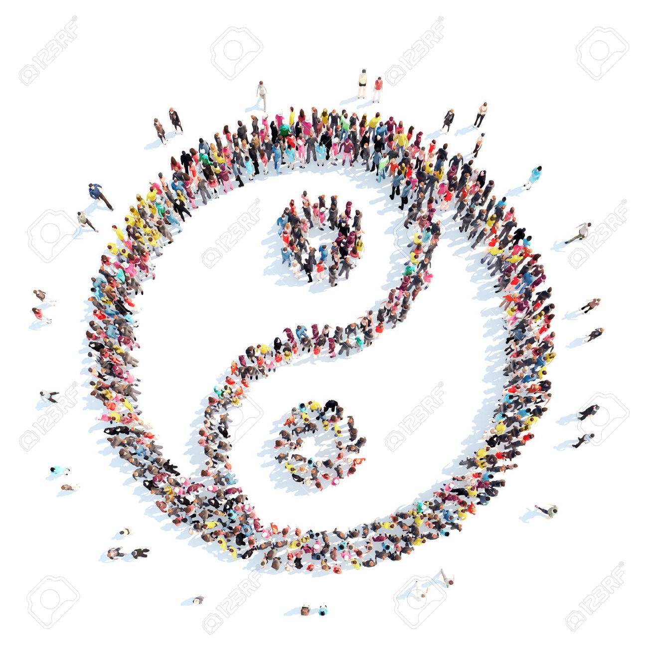 A large group of people in the shape of yin yang. Isolated, white background. - 41237681 A large group of people in the shape of yin yang. Isolated, white background. - 41237681