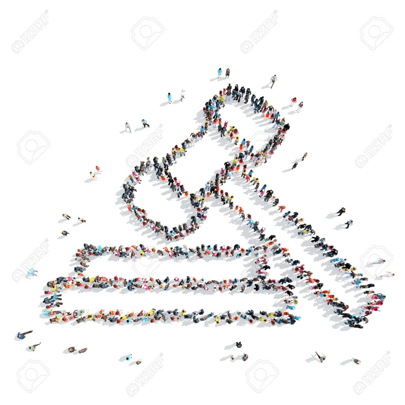 A group of people in the shape gavel, court, cartoon, isolated on a white background. - 44741166 A group of people in the shape gavel, court, cartoon, isolated on a white background. - 44741166