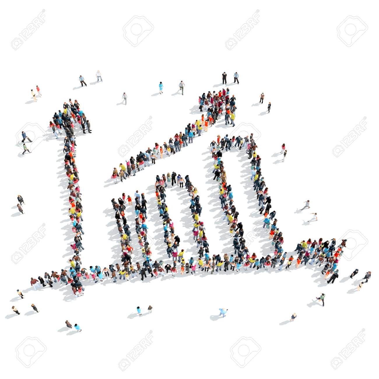 A group of people in the shape of a graph, success, isolated, cartoon, white background. - 46002694 A group of people in the shape of a graph, success, isolated, cartoon, white background. - 46002694
