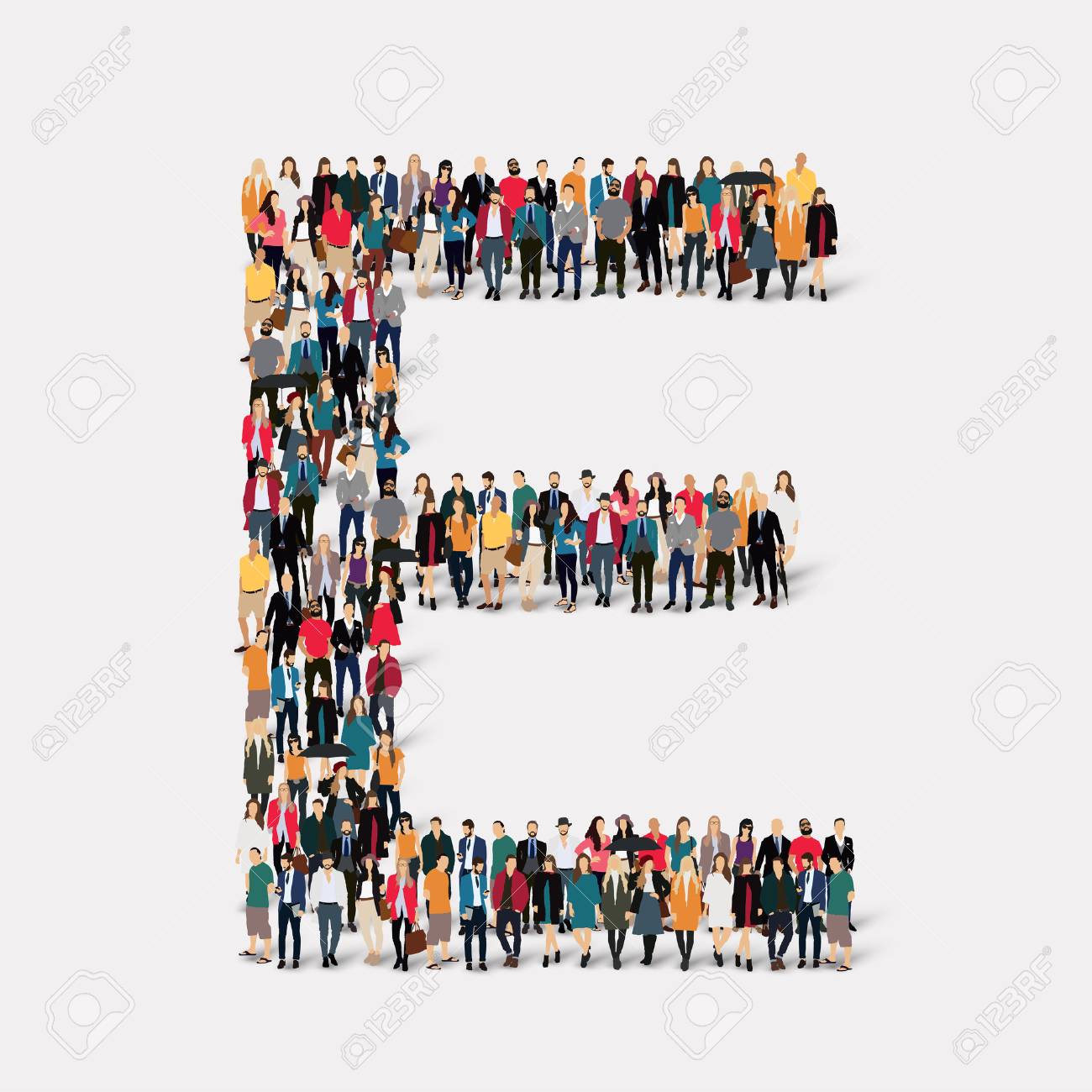 Large group of people in letter form E. illustration. - 48125556 Large group of people in letter form E. illustration. - 48125556