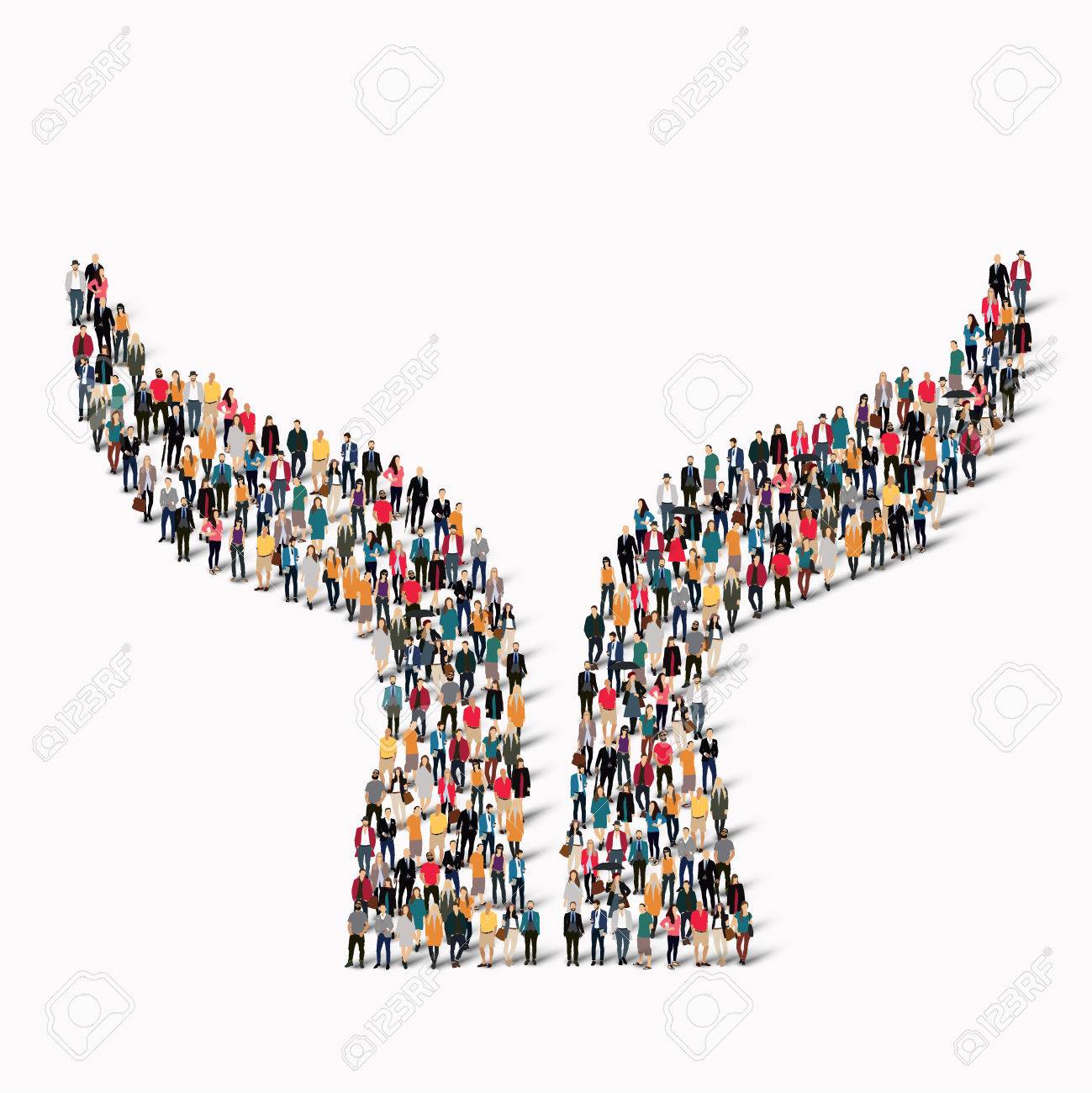 A large group of people in the shape of a hand. illustration - 48125860 A large group of people in the shape of a hand. illustration - 48125860