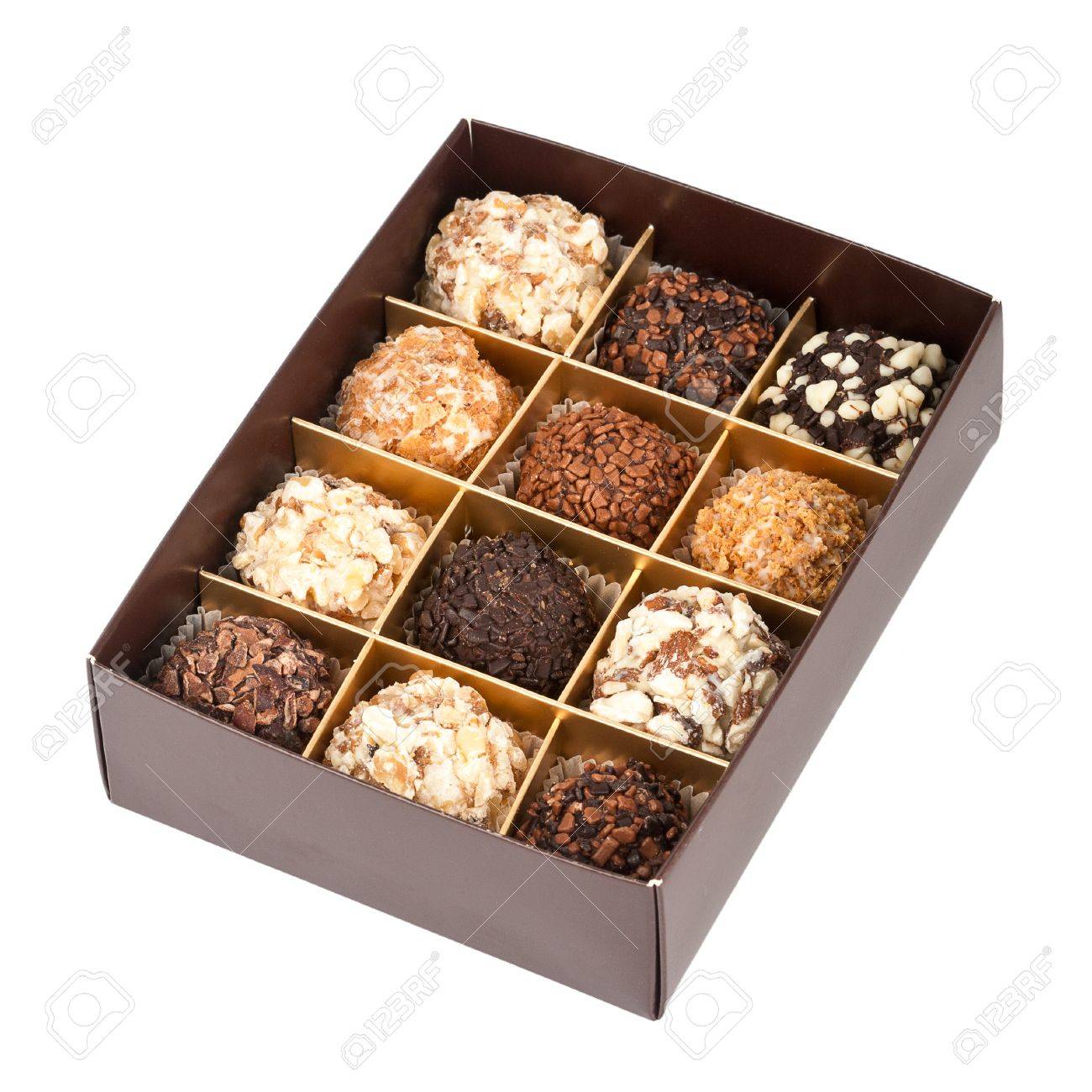Handmade Chocolates Box Isolated On White Background Stock Photo
