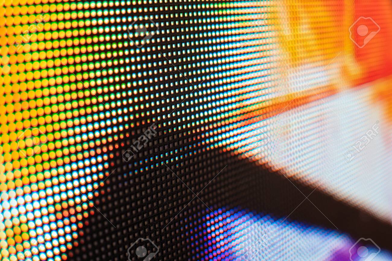 Bright colored LED video wall with high saturated pattern - close up background with shallow depth of field - 131607297 Bright colored LED video wall with high saturated pattern - close up background with shallow depth of field - 131607297