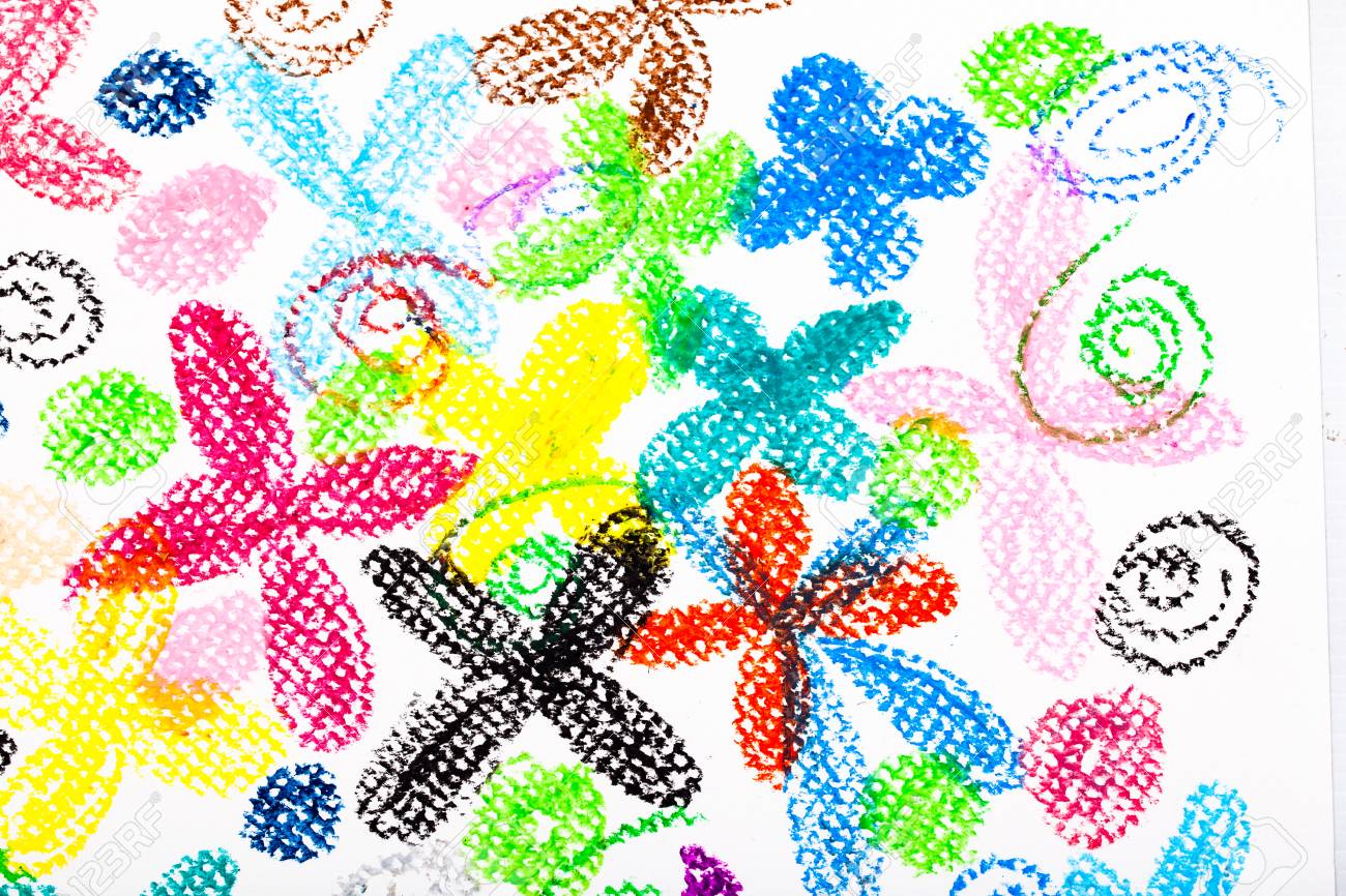 Pastels à Lhuile Couleur Dessin Fleurs Sur Fond De Papier