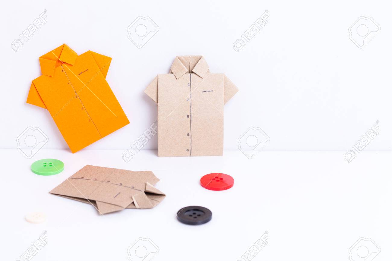 Colour Paper Origami Paper Origami Shirts And Heart Isolated