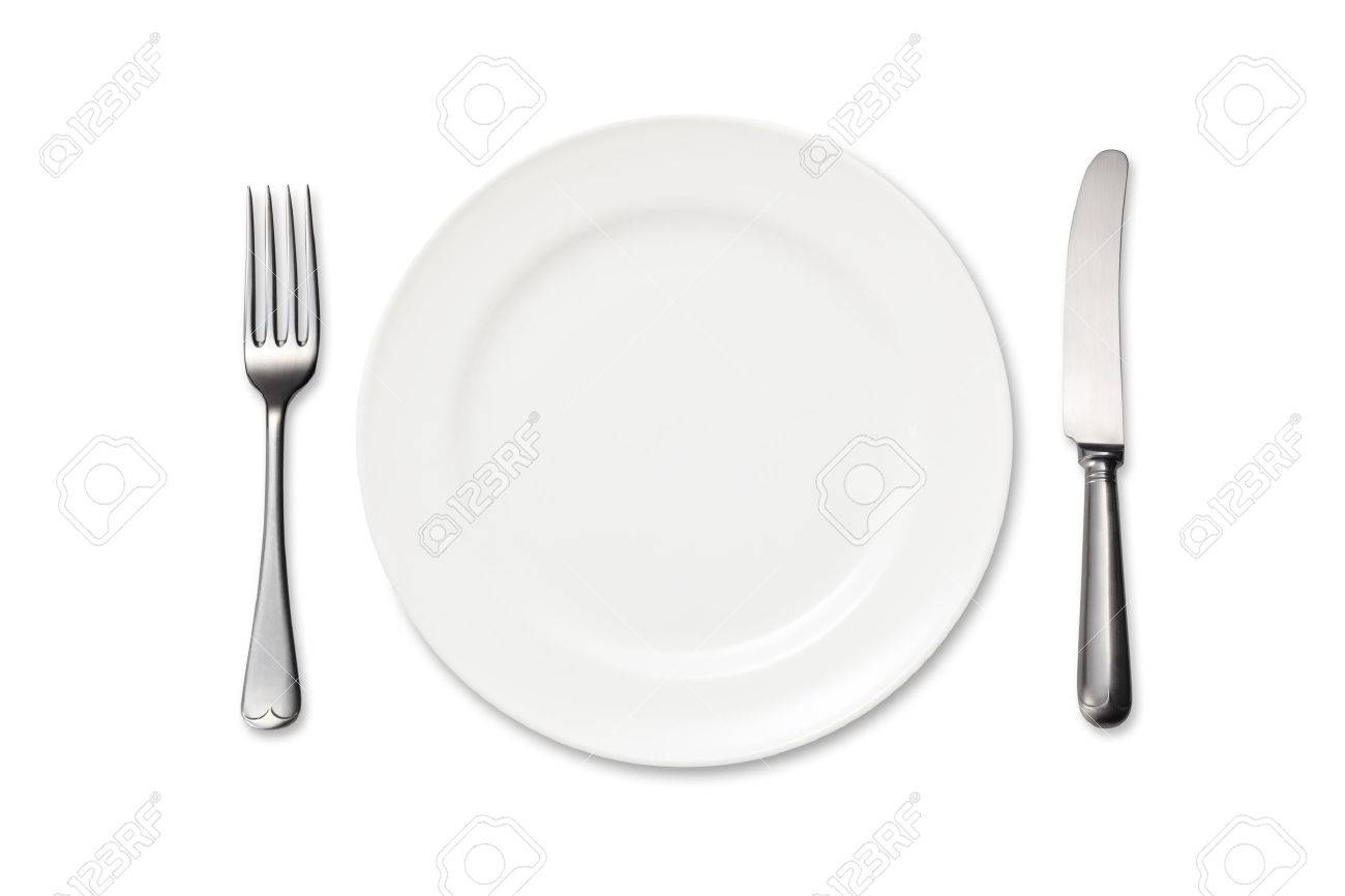 Dinner Plate Knife And Fork On White Background Stock Photo Picture And Royalty Free Image Image 45812467
