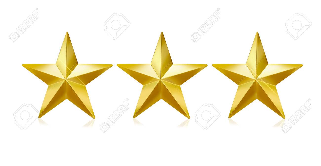 three gold stars on white background stock photo picture and