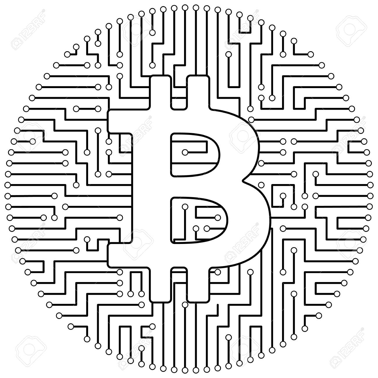 비트코인 - 암호화폐 코인. 벡터 얇은 라인 디자인 단일 고립 된 아이콘입니다. 흰색 배경에 선화 그림 로열티 무료 사진, 그림,  이미지 그리고 스톡포토그래피. Image 123523184