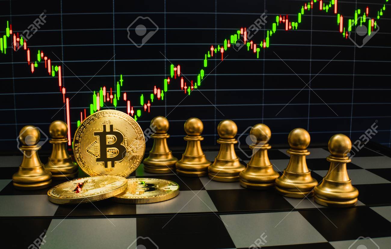 Business Strategy Ideas Concept Golden Bitcoin And Chess Board Game,  Symbolizes Elements Of Virtual Economy Or Crypto Currency Stock Photo,  Picture and Royalty Free Image. Image 102071334.