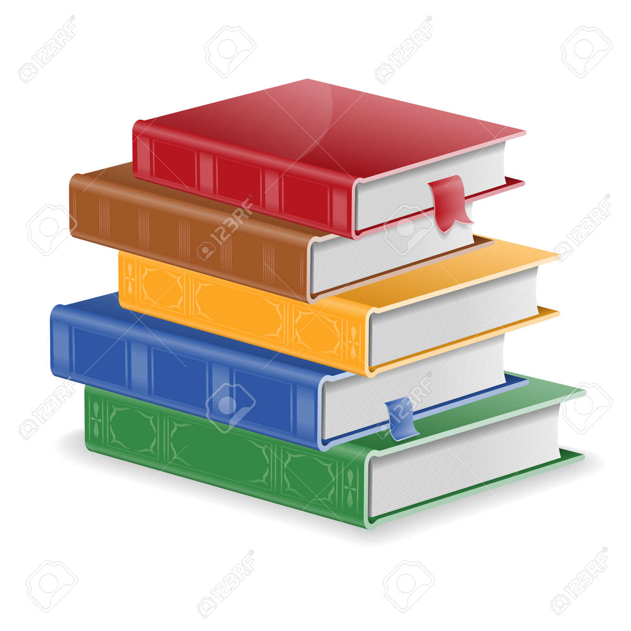 Back To School Concept Stack Of Colored Books With Bookmarks