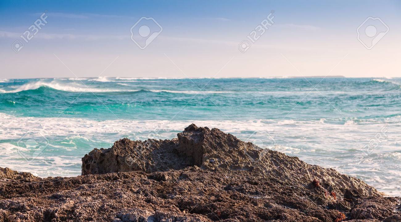 Lava Rock On The Beach In Grand Turk Turks And Caicos Islands