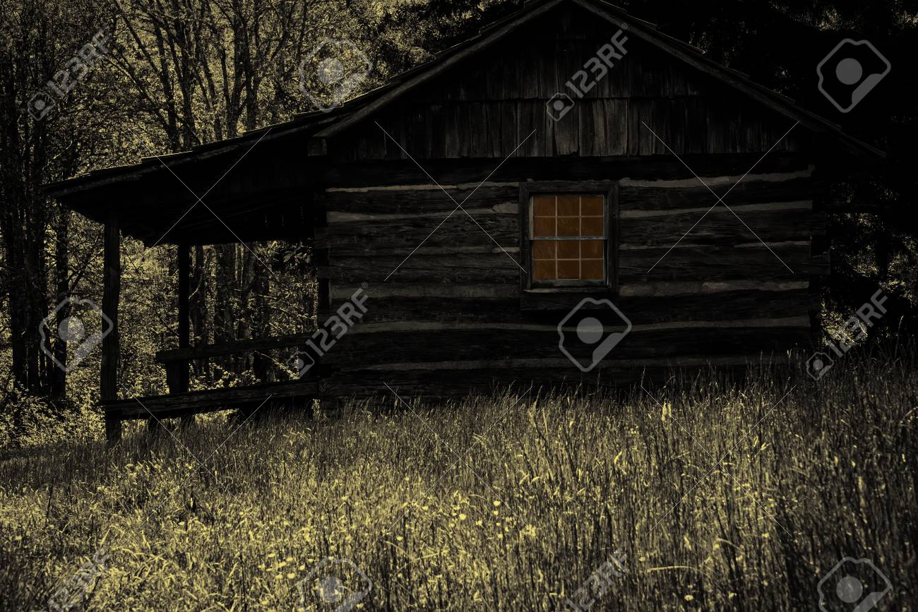 Ferguson's Cabin, in the Smoky Mountains National Park, Maggie Valley, North Carolina, with creepy Halloween effect - 89328131 Ferguson's Cabin, in the Smoky Mountains National Park, Maggie Valley, North Carolina, with creepy Halloween effect - 89328131