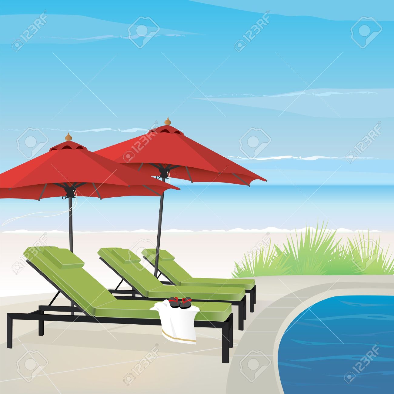 pool lounge chair with umbrella