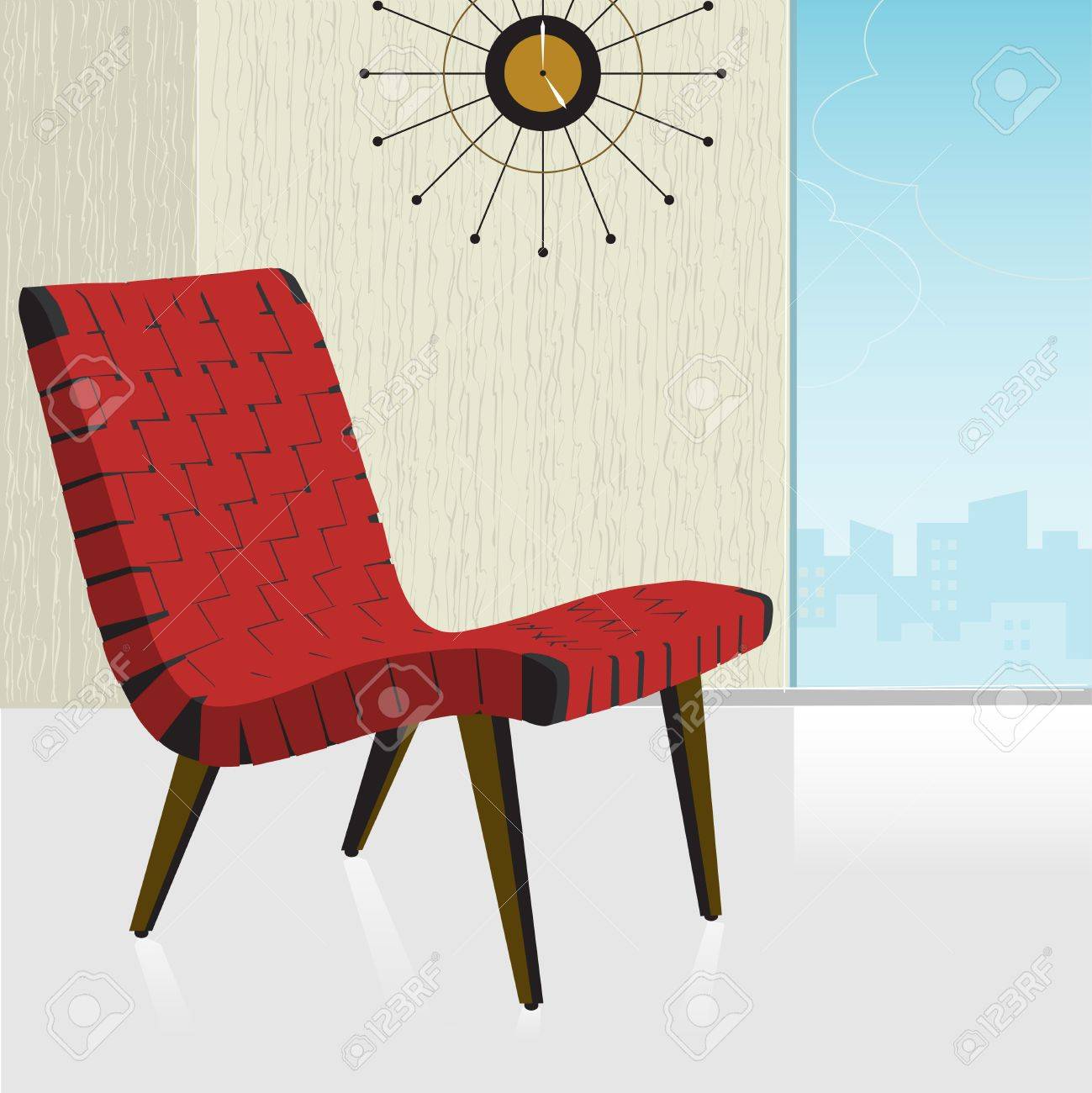 Vintage/retro Red Chair With A Stylish Background; Easy-edit Layered File  Makes Changing The Chair Color Simple. Royalty Free SVG, Cliparts, Vectors,  And Stock Illustration. Image 9801025.