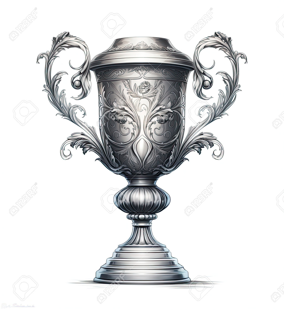 Silver Trophy Cup On A White Background. Vector Illustration For Your  Design Фотография, картинки, изображения и сток-фотография без роялти.  Image 210602477
