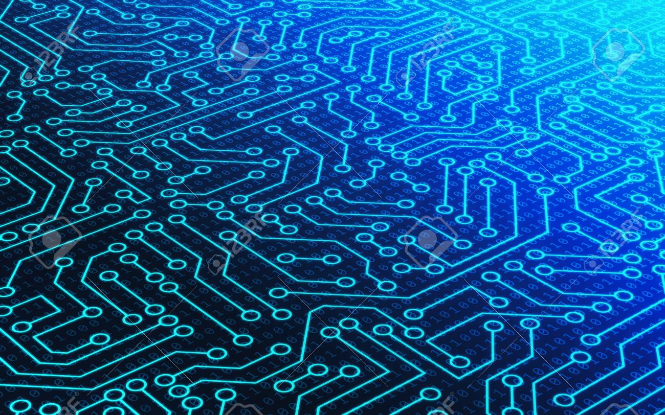 blue circuit board pattern texture and binary number data code blue circuit board pattern