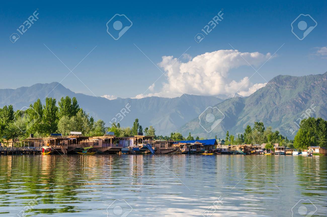 Aerial view cityscape of Houseboat in Dal Lake is famous place the main  attractions at Srinagar, Jammu and Kashmir, India. Srinagar is several  places called the Venice of the East Stock Photo |