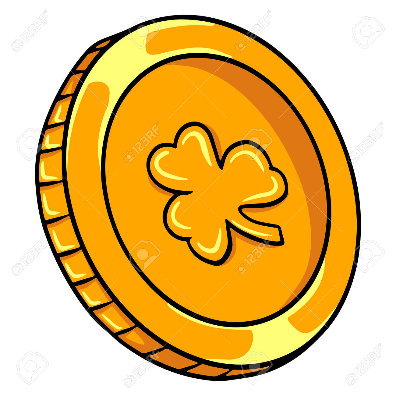 金貨。お金。ワンコイン。ラッキーコイン。漫画のスタイル。デザインと装飾のイラスト。のイラスト素材・ベクター Image 168210951