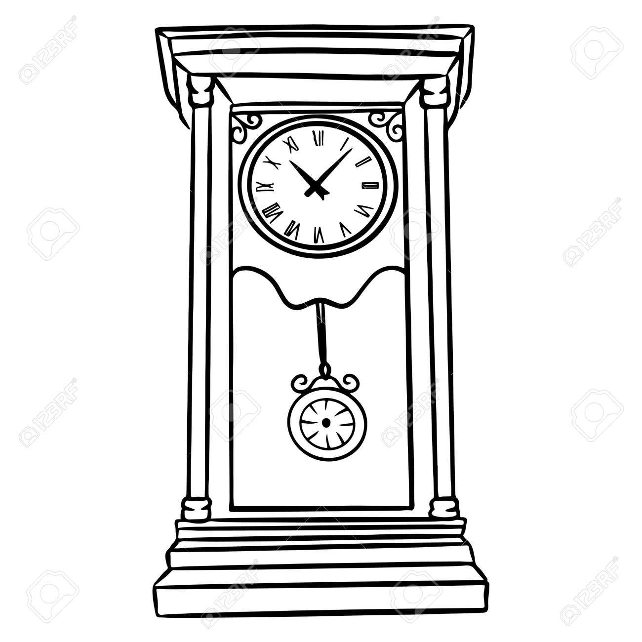 Clock. Time. Grandfather Clock. Pendulum Clock. Cartoon Style. Vector  Illustration For Design And Decoration. Royalty Free SVG, Cliparts,  Vectors, and Stock Illustration. Image 168213577., image size:1300x1300