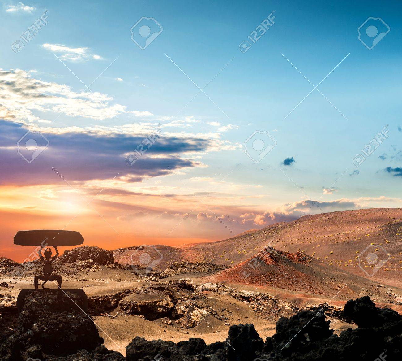 volcano and lava desert. Lanzarote, Canary islands - 41907374 volcano and lava desert. Lanzarote, Canary islands - 41907374