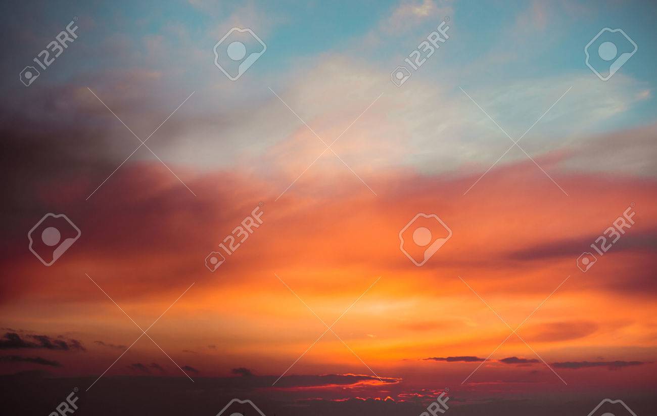 Fiery sunset sky. Beautiful clouds - 43286917 Fiery sunset sky. Beautiful clouds - 43286917