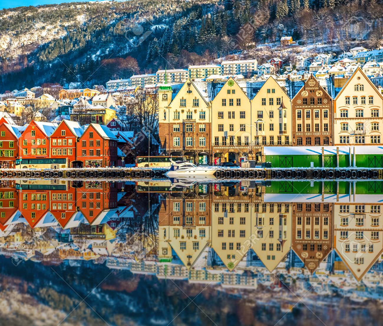 北欧 アメリカで版画化☆ノルウェー ベルゲン ヨーロッパ 風景画 版画