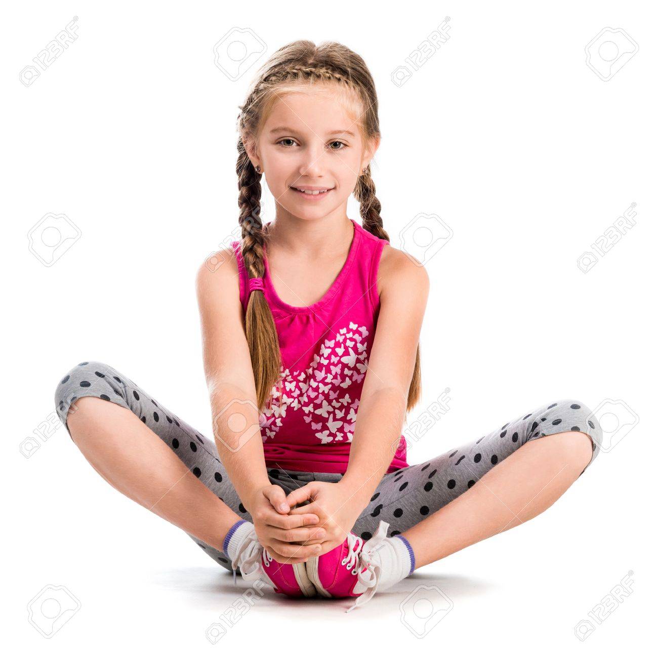 little girl doing yoga isolated on white background - 47390318 little girl doing yoga isolated on white background - 47390318