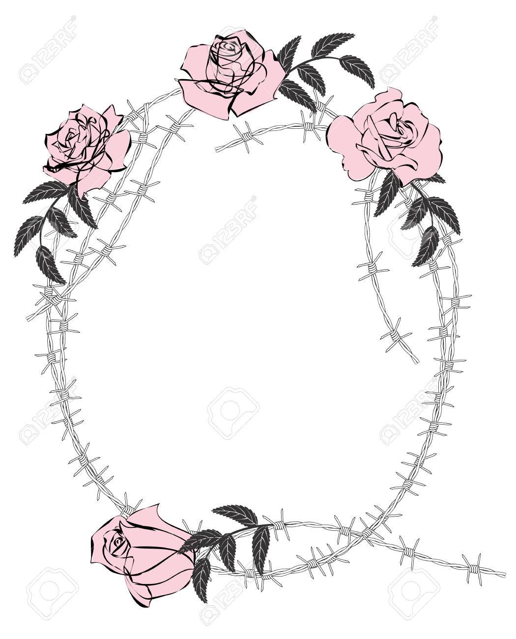 バラや有刺鉄線でベクトル フレーム のイラスト素材 ベクタ Image
