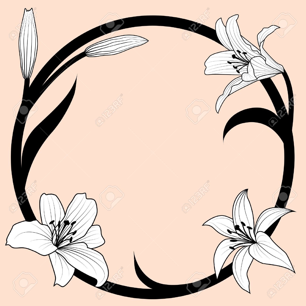 アール ヌーボー様式のユリのベクトル イラスト のイラスト素材 ベクタ Image