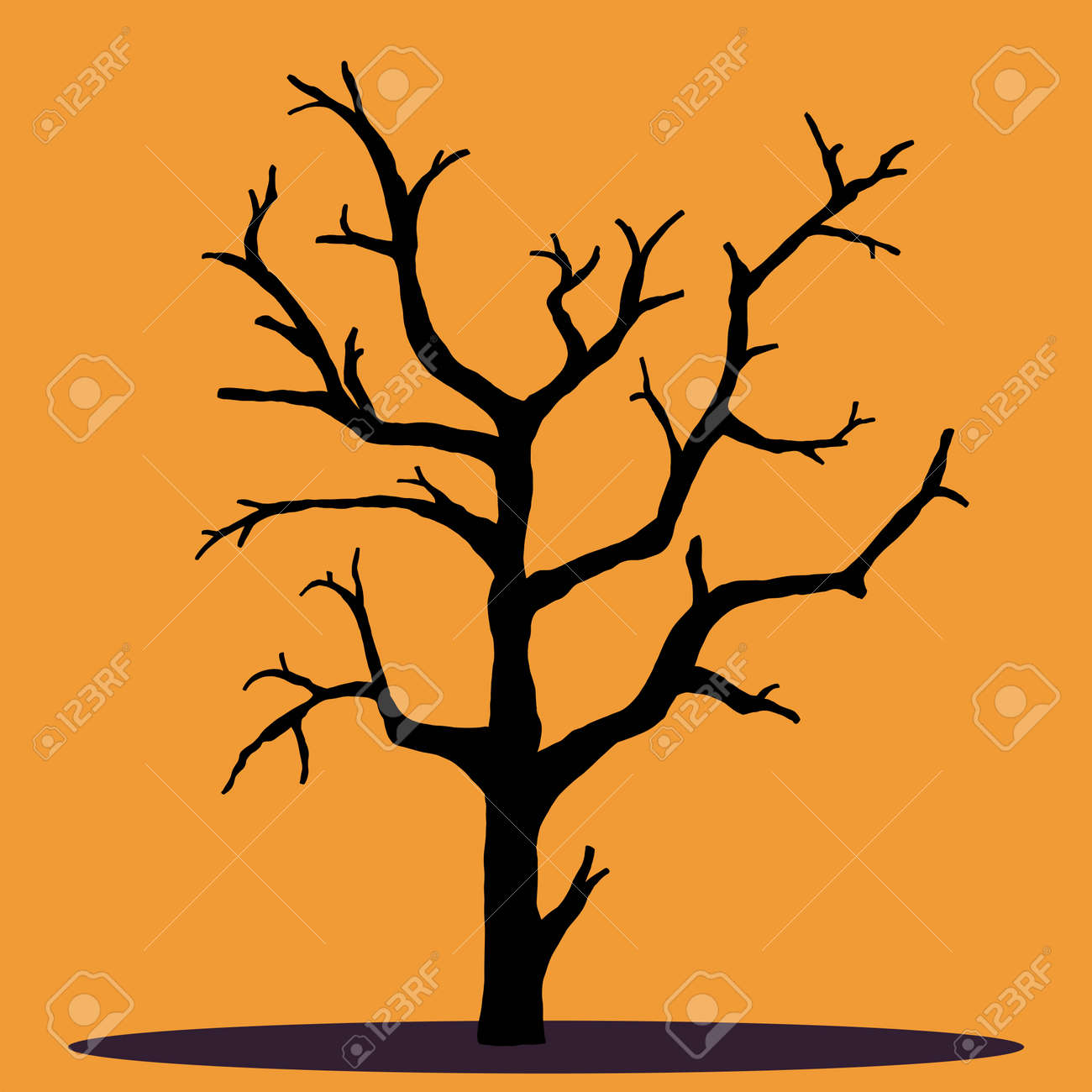 Simplicity Halloween Dead Tree Freehand Drawing Silhouette Flat  Design.Vector Illustration. Royalty Free SVG, Cliparts, Vectors, and Stock  Illustration. Image 174907932., image size:1300x1300