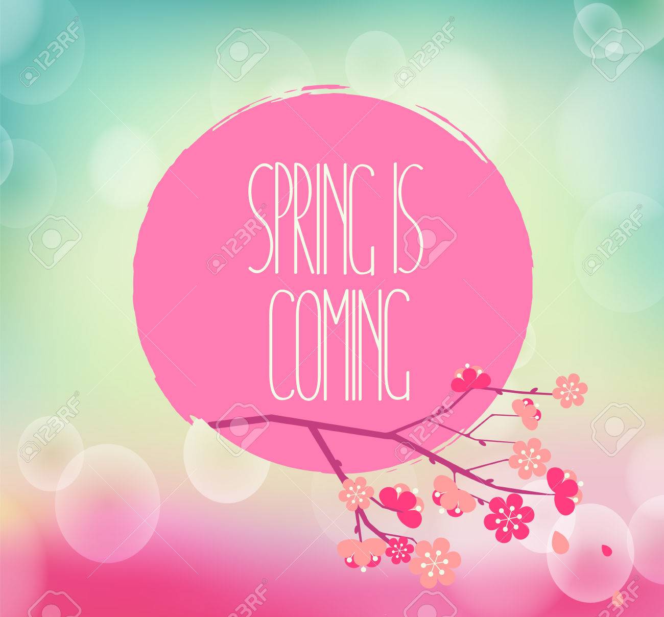 春東洋桜支店で軽いボケ背景に水の色の手書き文字碑文のベクトル イラスト のイラスト素材 ベクタ Image