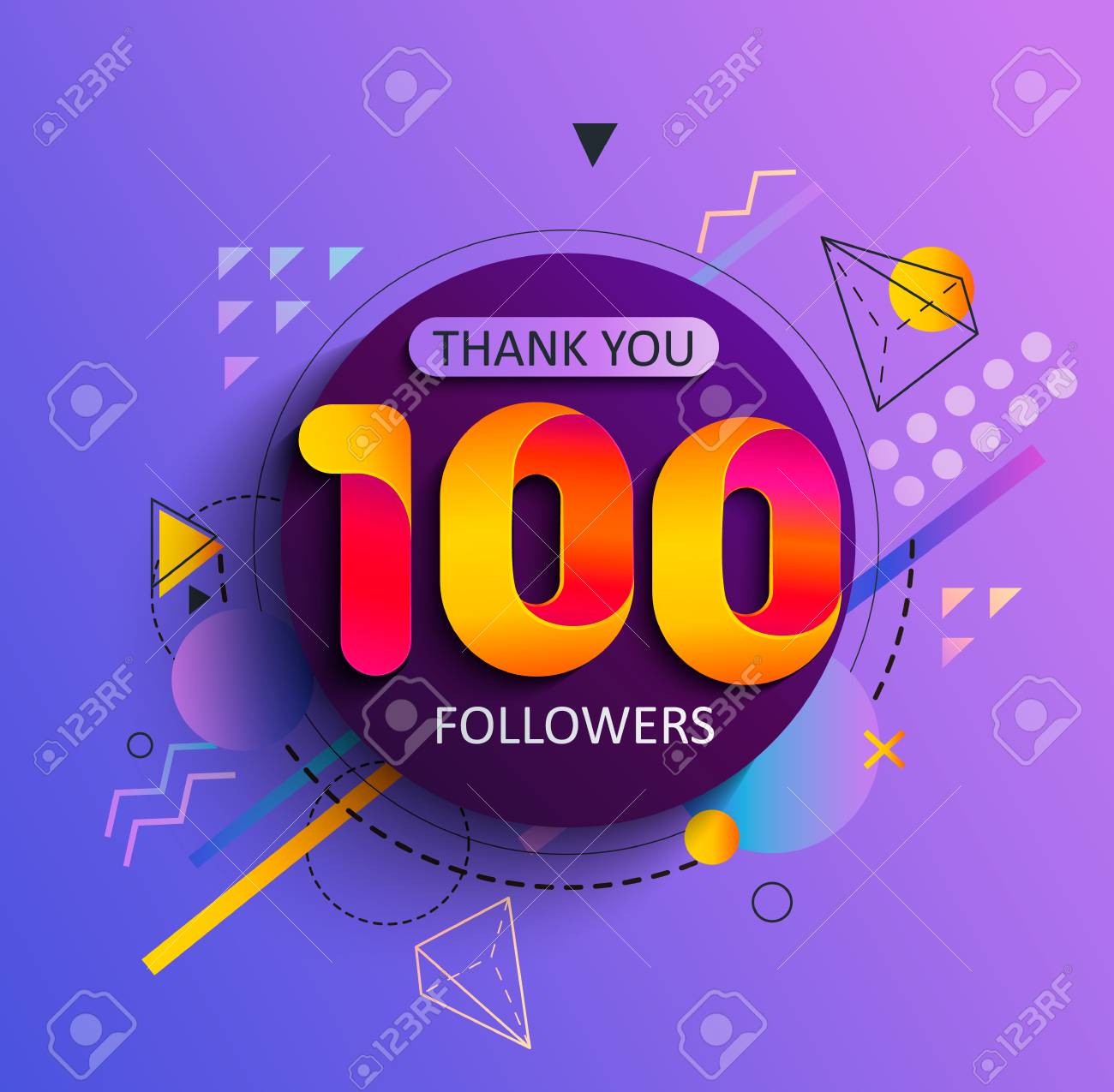 Thanks for the first 100 followers. Thank you followers congratulation card. Vector illustration for Social Networks. Web user or blogger celebrates and tweets a large number of subscribers. - 110408025 Thanks for the first 100 followers. Thank you followers congratulation card. Vector illustration for Social Networks. Web user or blogger celebrates and tweets a large number of subscribers. - 110408025