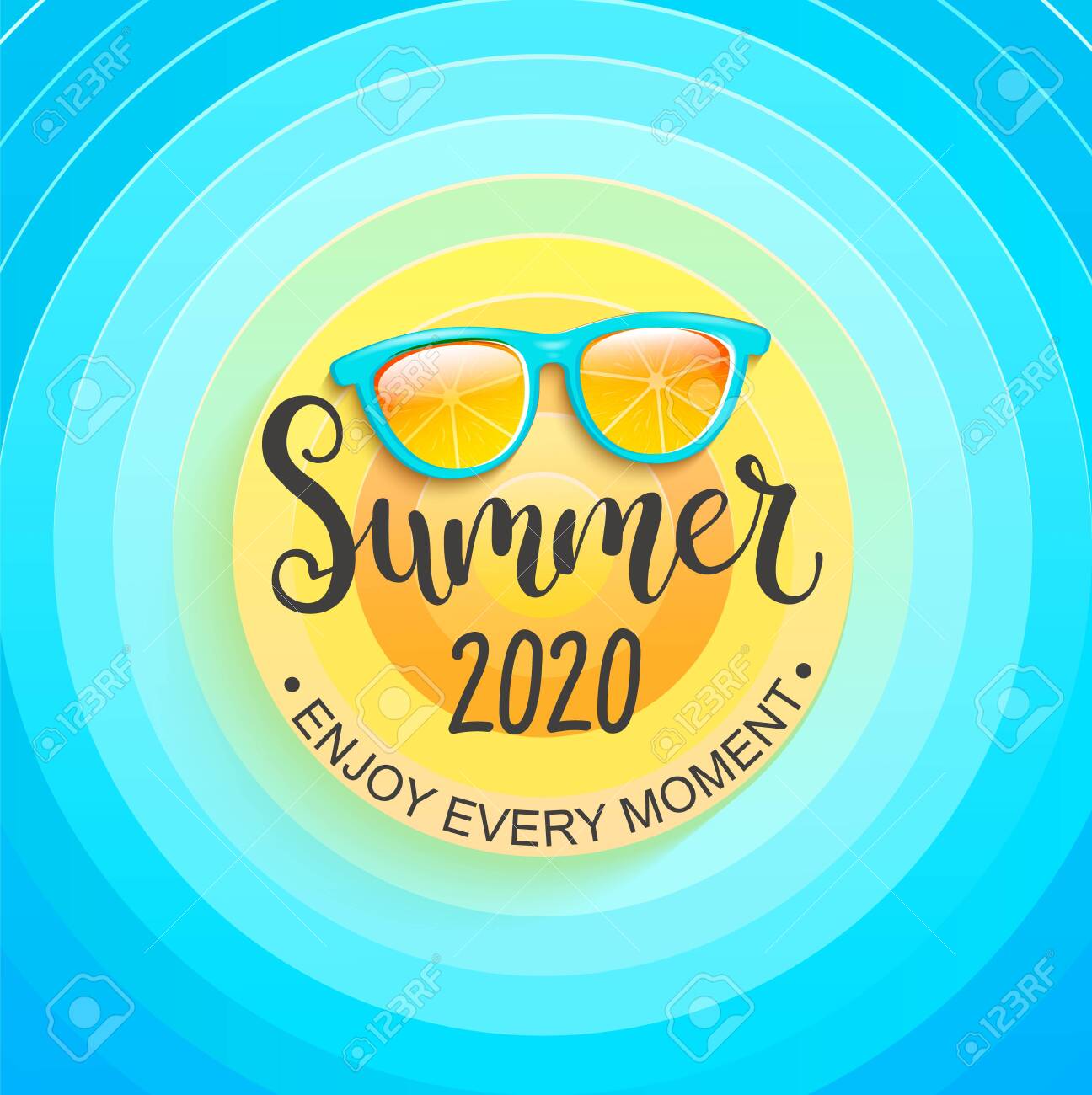 Summer Greeting Banner For Summertime 2020. Sun, Sky And Sunglasses, Enjoy Every Moment. Template For Card, Wallpaper, Flyer, Invitation, Poster And Brochure. Vector Illustration. Royalty Free SVG, Cliparts, Vectors, And Stock Illustration. Summer Greeting Banner For Summertime 2020. Sun, Sky And Sunglasses, Enjoy Every Moment. Template For Card, Wallpaper, Flyer, Invitation, Poster And Brochure. Vector Illustration. Royalty Free SVG, Cliparts, Vectors, And Stock Illustration.
