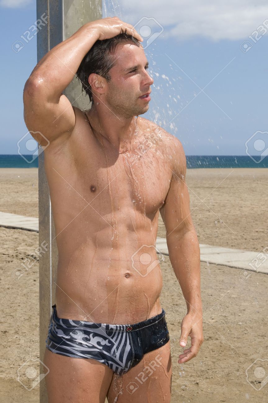 Sexy Man Taking A Shower In The Beach Under The Blue Sky Stock Photo 3452591 Sexy Man Taking A Shower In The Beach Under The Blue Sky Stock Photo 3452591