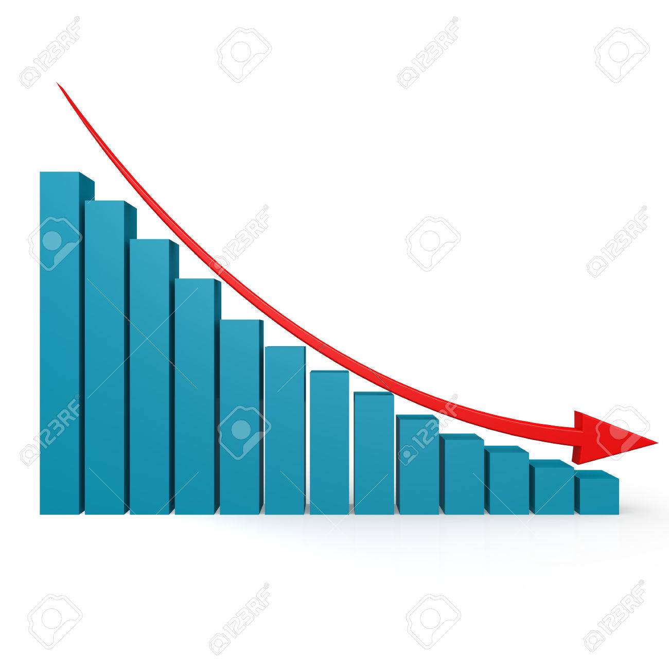 Blue graph and red arrow down image with hi-res rendered artwork that could be used for any graphic design. - 44153115 Blue graph and red arrow down image with hi-res rendered artwork that could be used for any graphic design. - 44153115