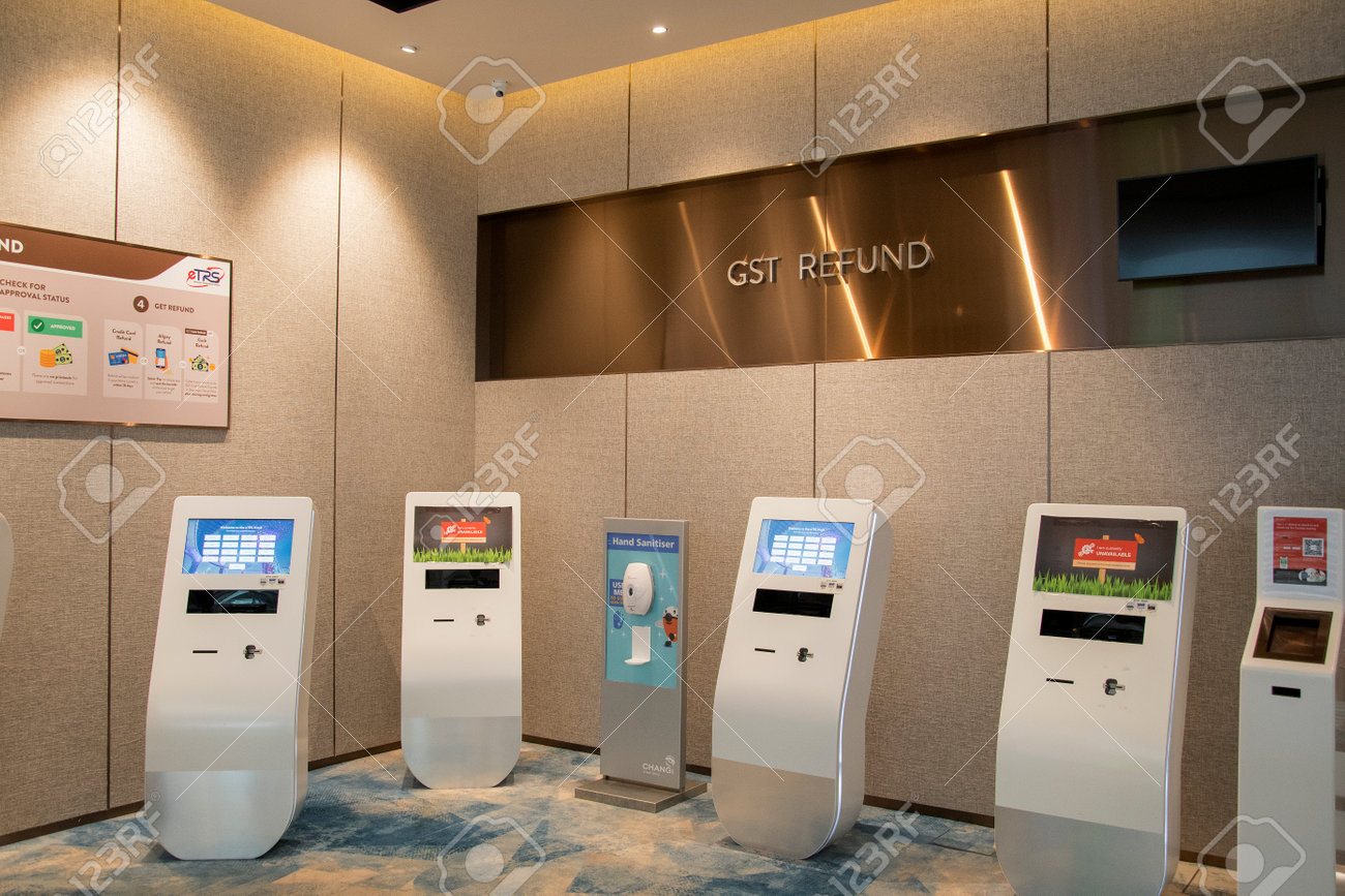 Singapore - Dec 31, 20120: Self service kiosk GST refund for passenger in Jewel Changi Singapore - 163217886 Singapore - Dec 31, 20120: Self service kiosk GST refund for passenger in Jewel Changi Singapore - 163217886