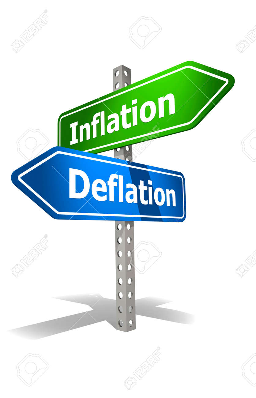 Road sign with inflation and deflation word, 3d rendering - 171798896 Road sign with inflation and deflation word, 3d rendering - 171798896