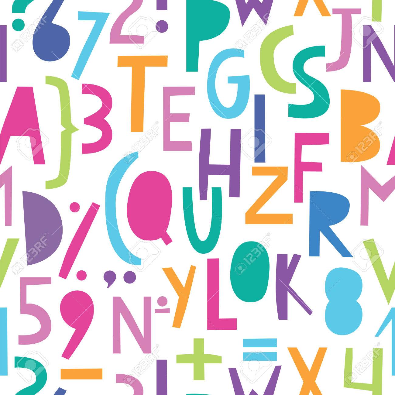 かわいい文字と数字のシームレスなパターン のイラスト素材 ベクタ Image