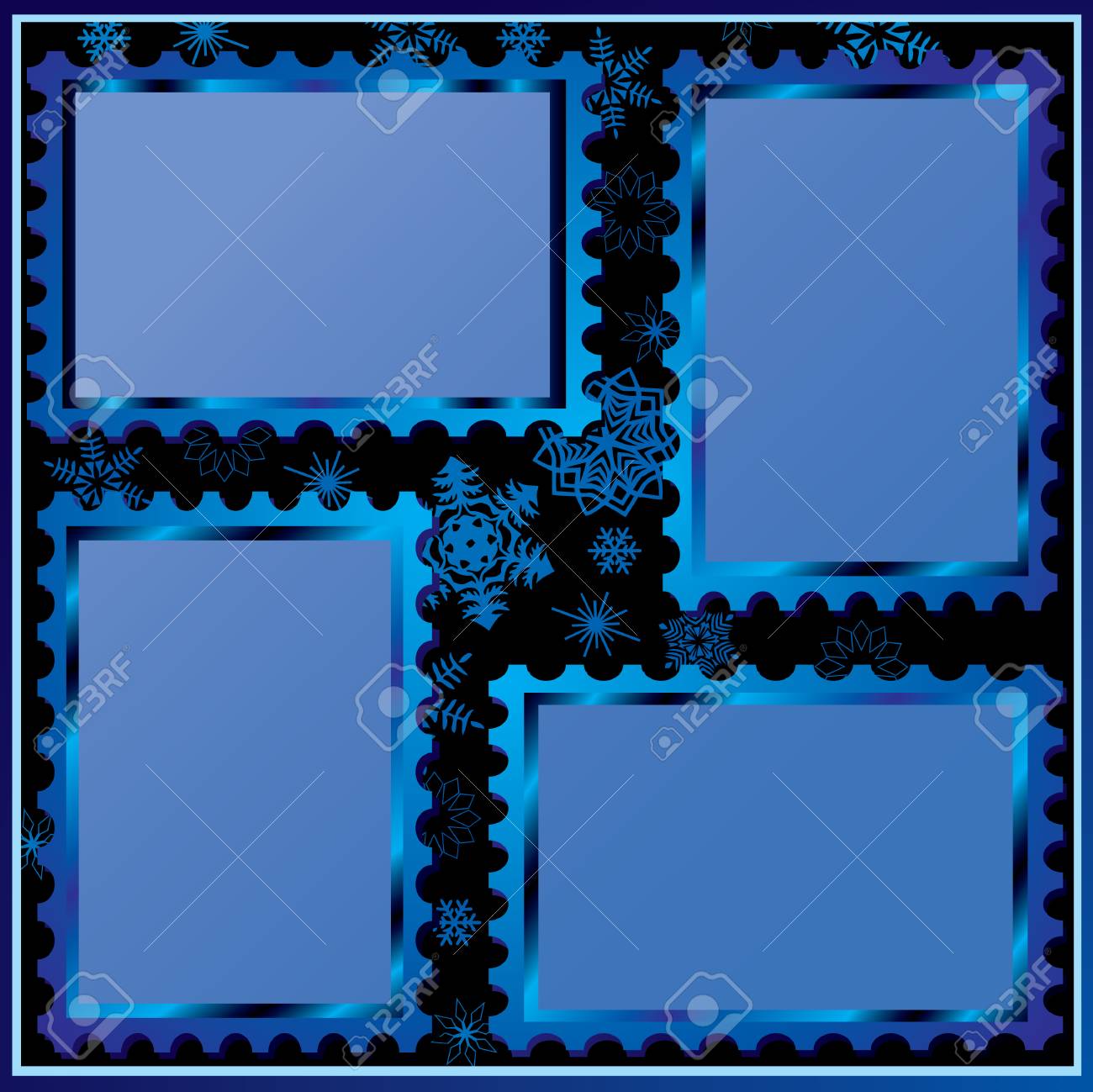 4 冬のフォト フレームのセットです 黒の背景に美術イラスト のイラスト素材 ベクタ Image 762