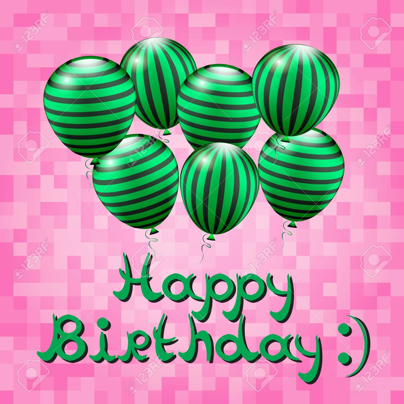 happy birthday card birthday background with watermelons balloons happy birthday pink and green