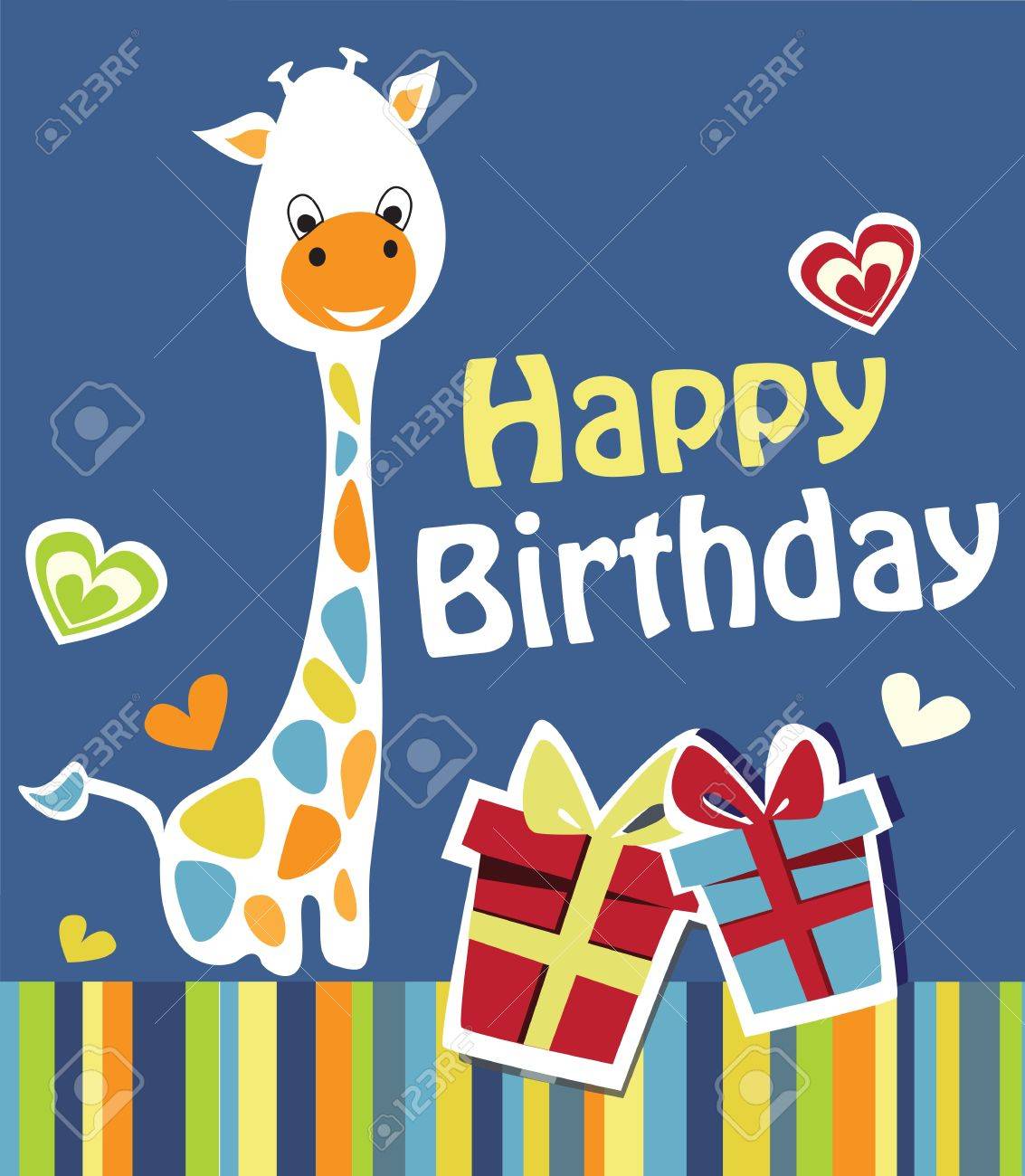 素敵なキリンとかわいい誕生日カードのイラスト素材 ベクタ Image 素敵なキリンとかわいい誕生日カードのイラスト素材 ベクタ Image