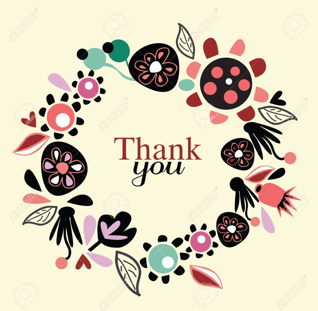 beautiful thank you card with floral wreath stock photo picture and beautiful thank you cards